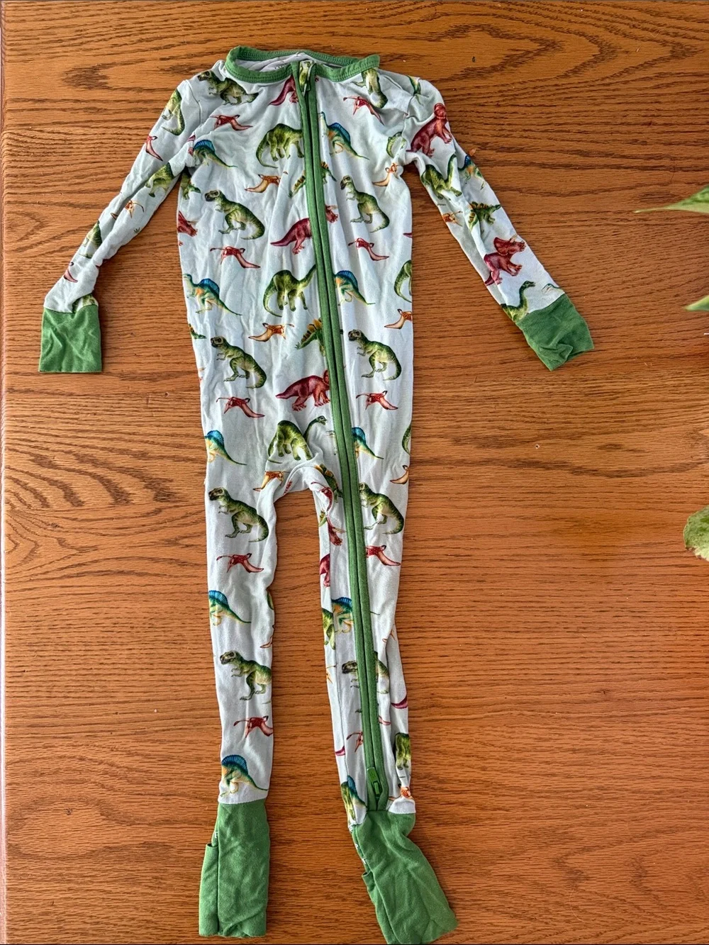 Posh Peanut Dinosaur Print Zippered Baby Sleep Sack - Green Trim